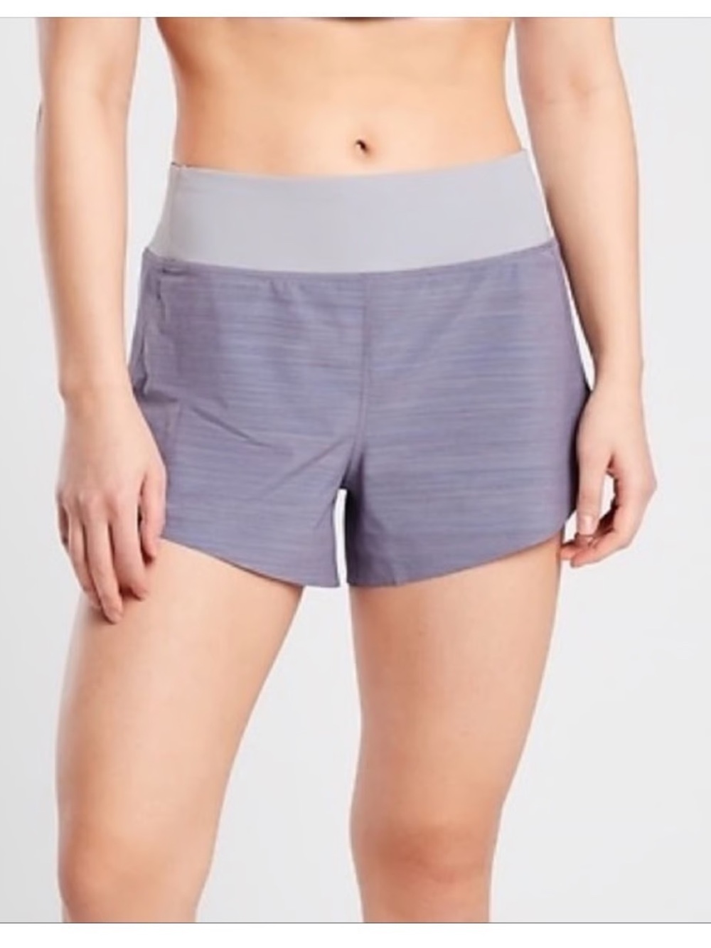 Athleta Two-Tone Heathered Gray High-Waist Athletic Shorts